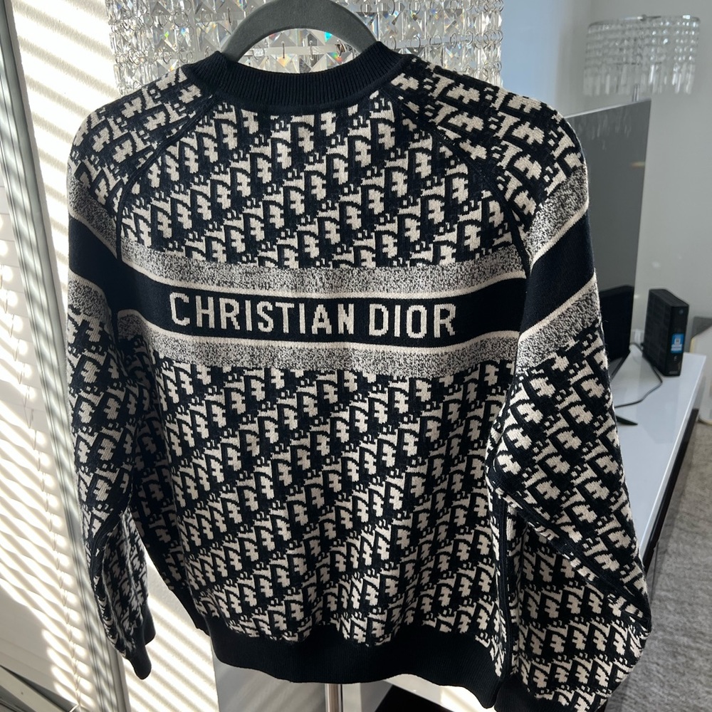 Dior Black and White Jacquard Logo Crewneck Sweater - Picture 2 of 2